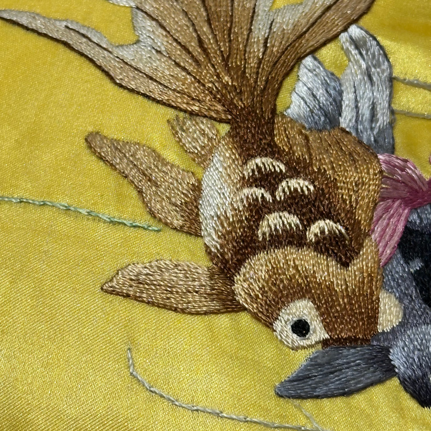 Vintage Silk on Silk Embroidery - 12" x 6" - China - 427I