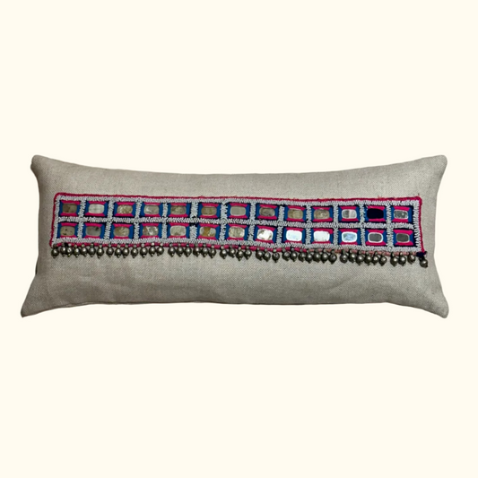 Vintage Banjara Belt Pillow - 10" x 27" - India - 475a