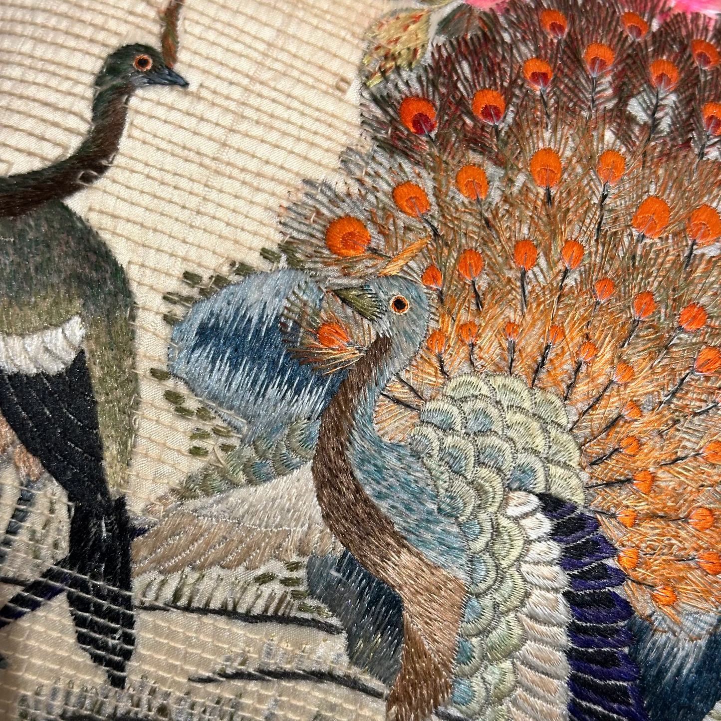 Antique Silk on Silk Embroidery Pillow - 9" x 12" - China - 487a