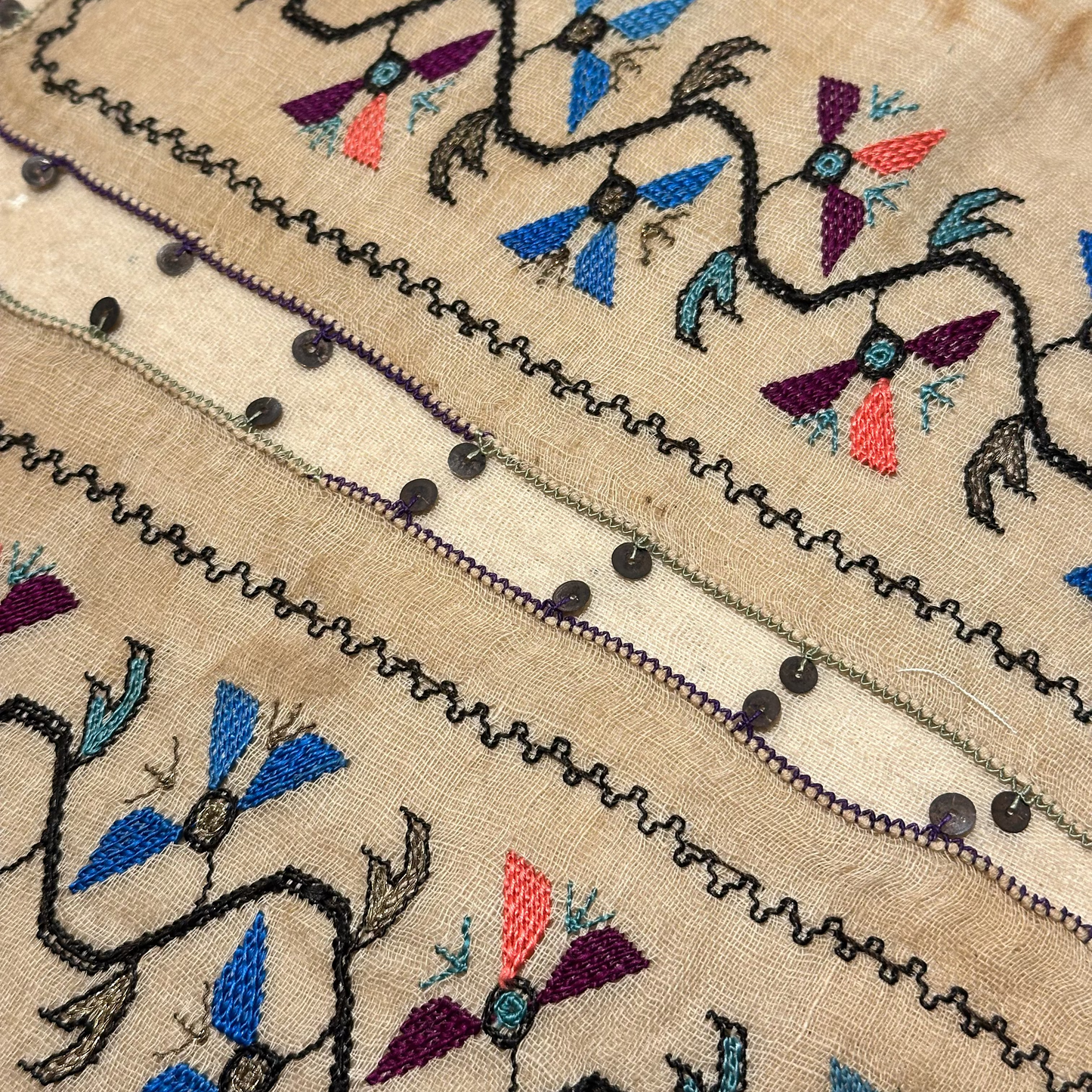 Antique Ottoman Embroidery - 22" x 22" - 535a