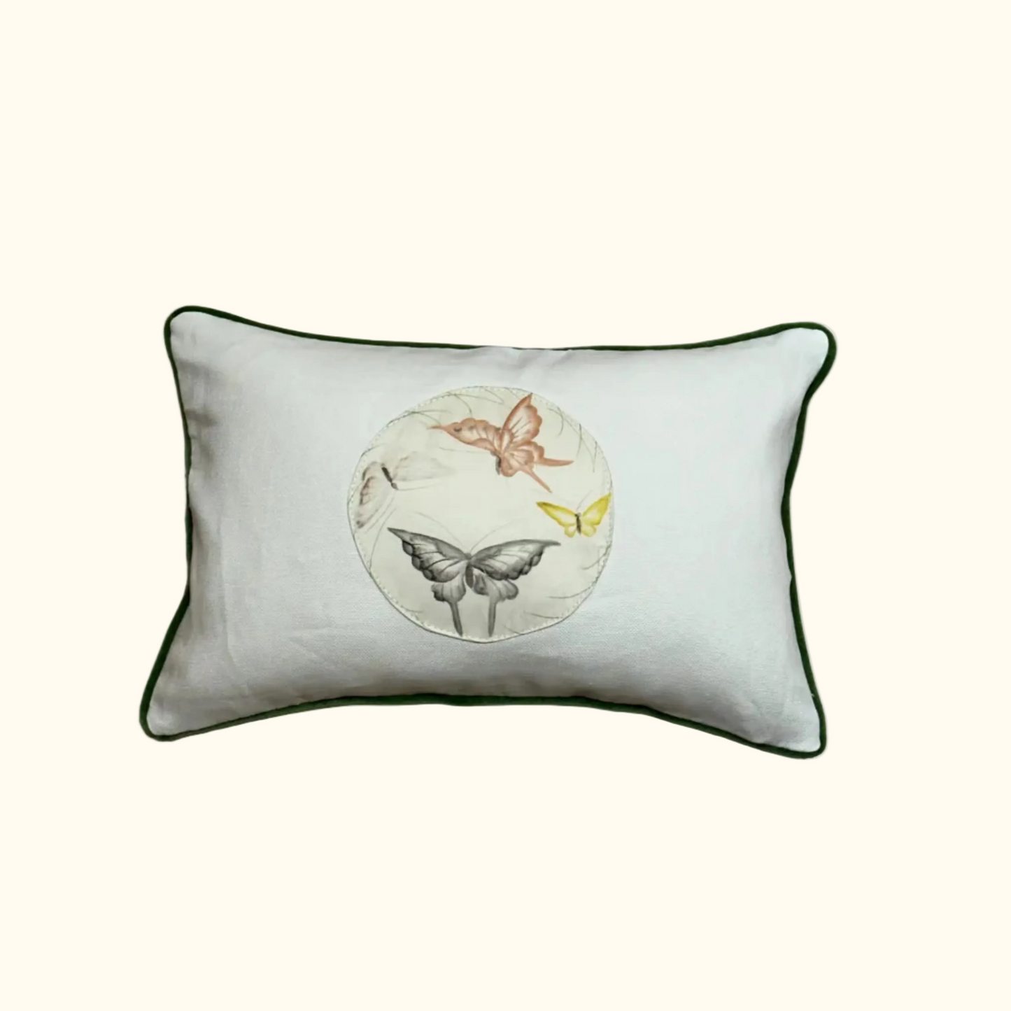 Vintage Hand Painted Silk Pillow - 11" x 17" - 539c