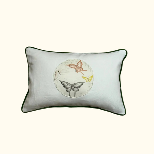 Vintage Hand Painted Silk Pillow - 11" x 17" - 539c