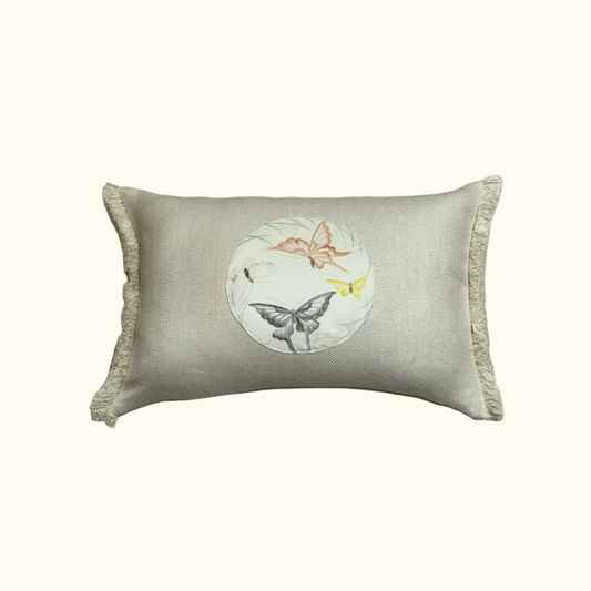Vintage Hand Painted Silk Pillow - 11" x 17" - 539a