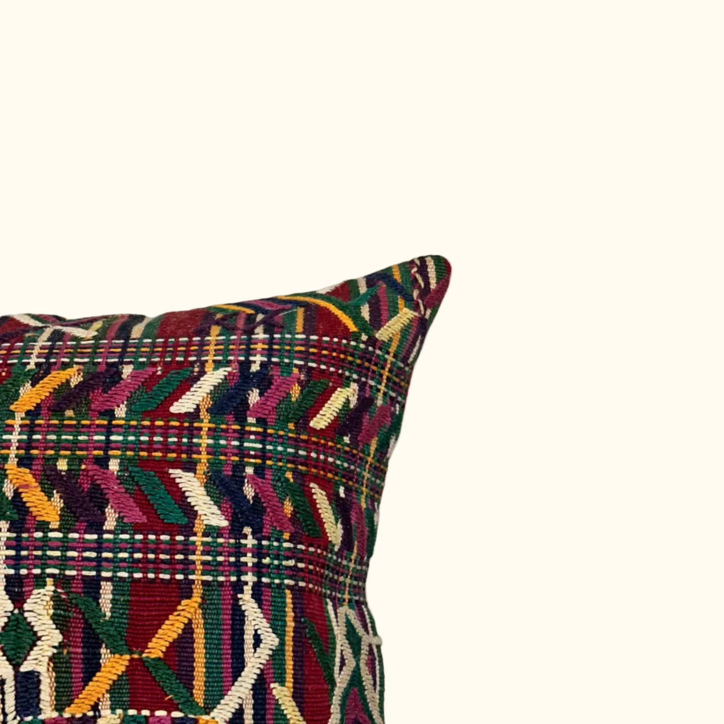 Vintage Woven with Embroidery Pillow - 16" x 24" - Guatemala - 497a
