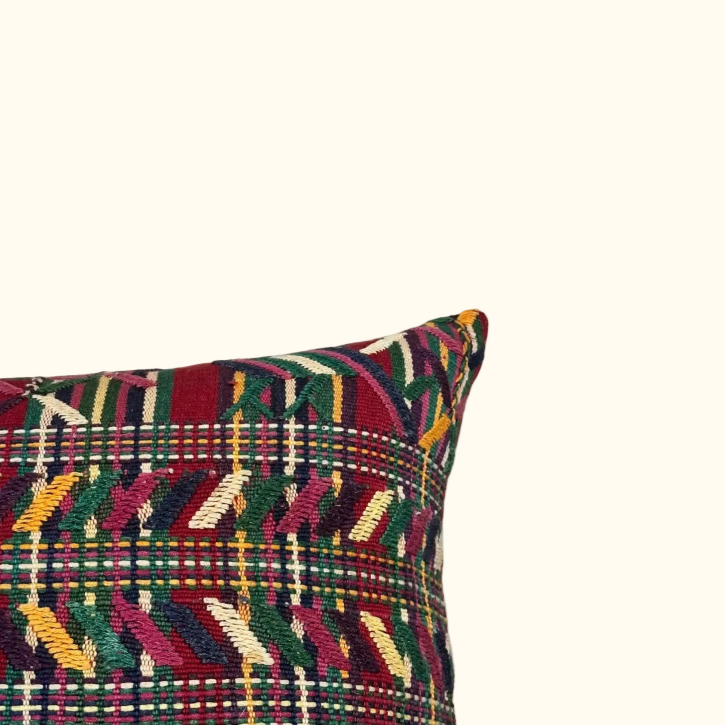 Vintage Woven with Embroidery Pillow - 16" x 24" - Guatemala - 497b