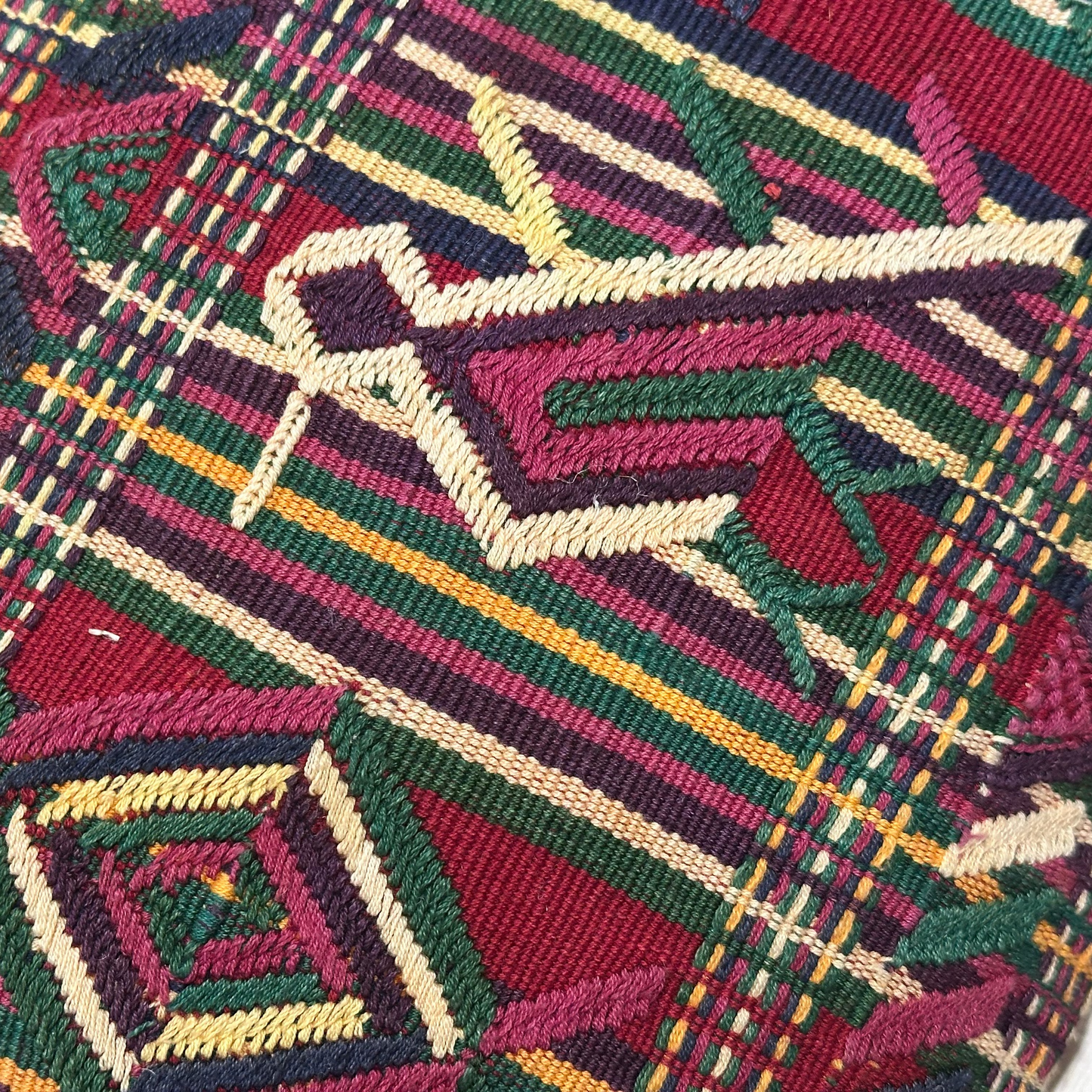 Vintage Woven with Embroidery Pillow - 16" x 24" - Guatemala - 497b
