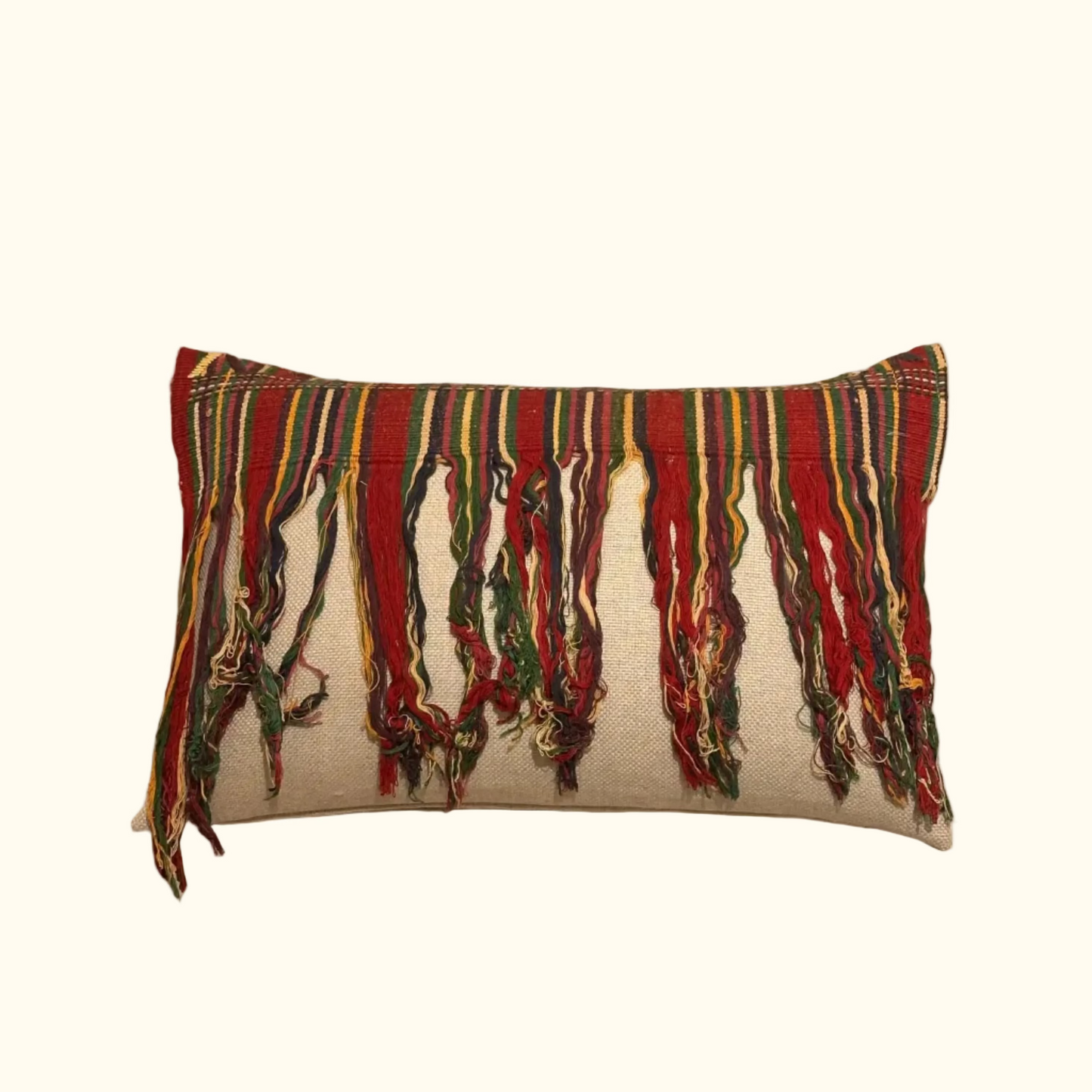 Vintage Woven with Embroidery Pillow - 13" x 20" - Guatemala - 497c