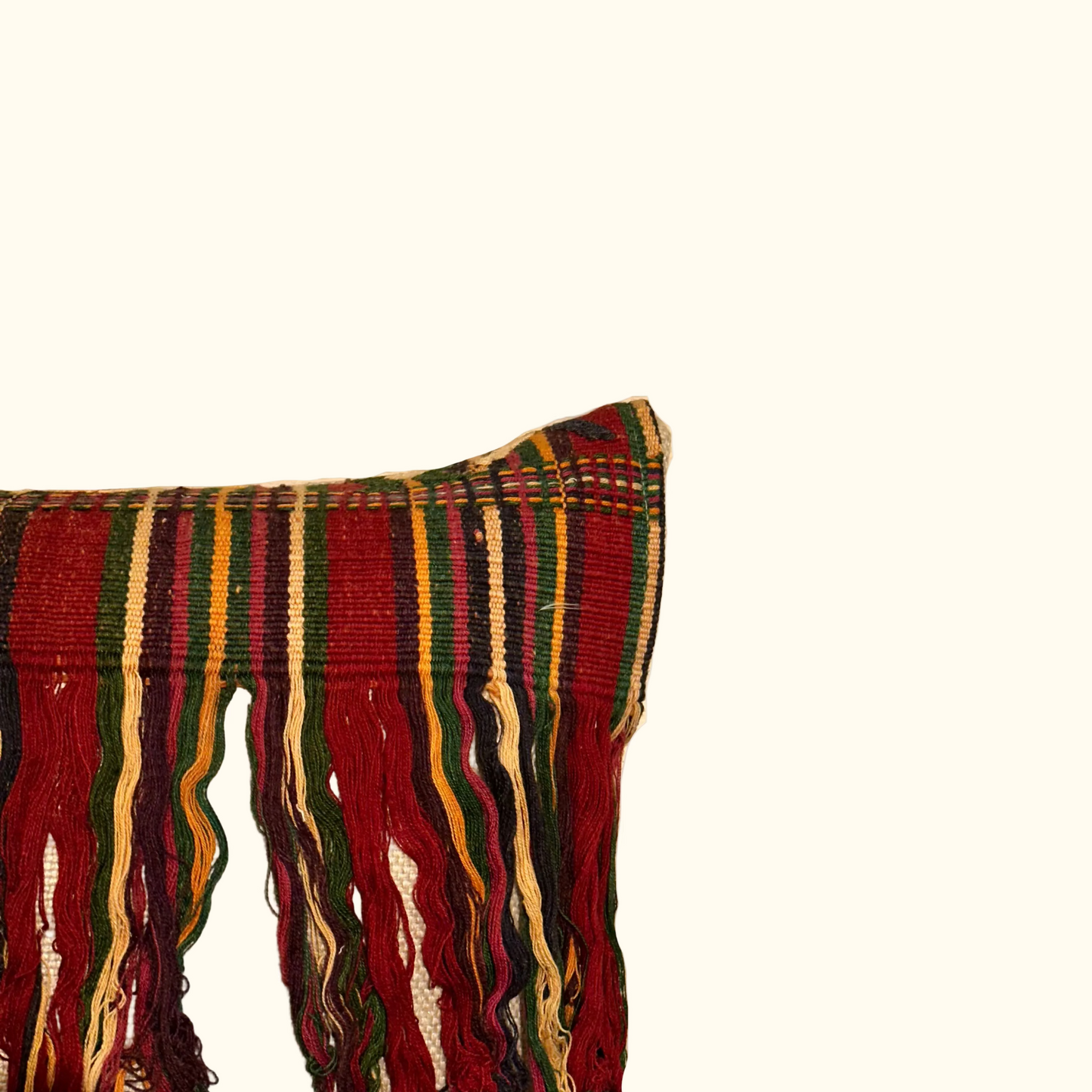 Vintage Woven with Embroidery Pillow - 13" x 20" - Guatemala - 497c
