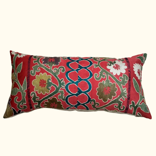 Vintage Suzani Pillow - 16" x 32" - Turkey - 528