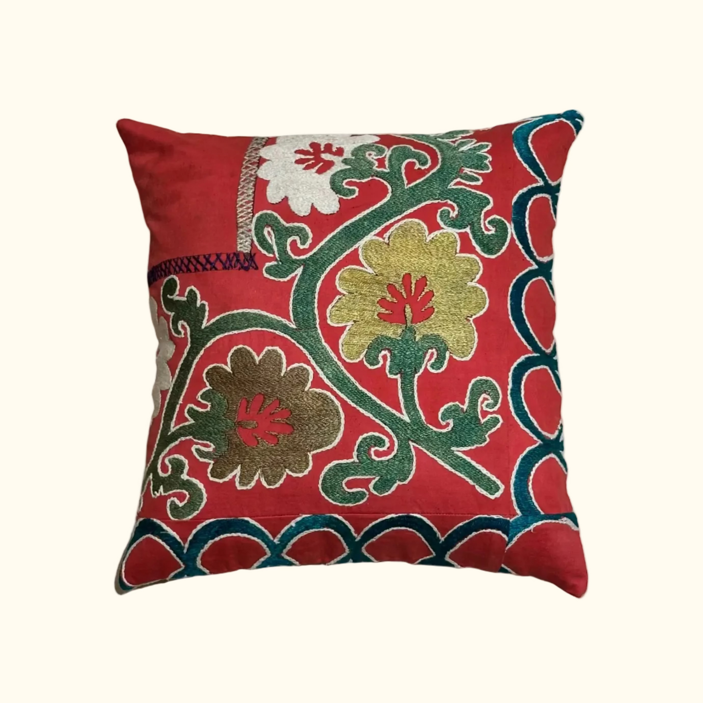 Vintage Suzani Pillow - 16" x 16" - Turkey - 529