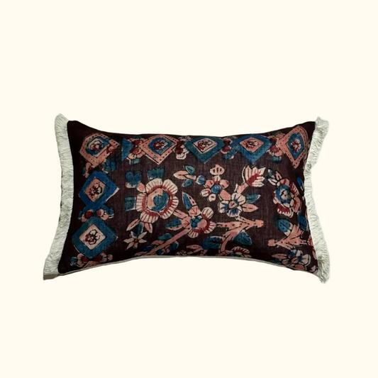 Vintage Block Print Pillow - 11" x 17" - 533a