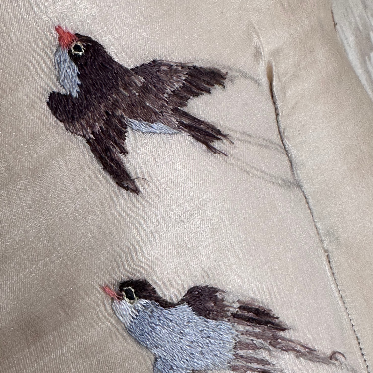 Antique Silk on Silk Embroidery - 6" x 12" -  China - 484d