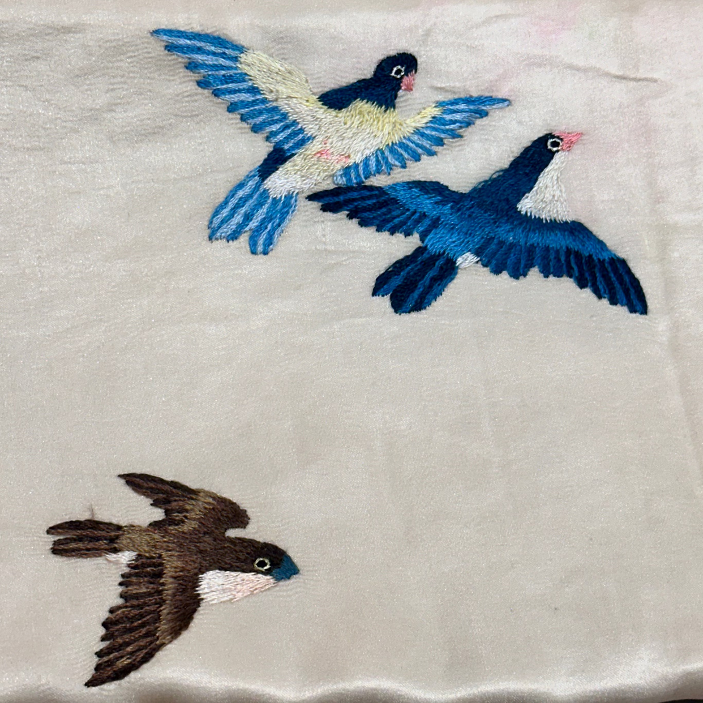 Antique Silk on Silk Embroidery - 6" x 12" -  China - 484e
