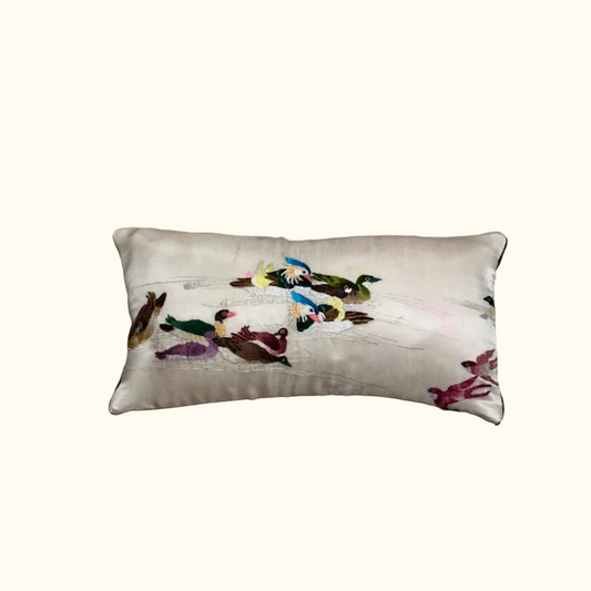 Antique Silk on Silk Embroidery - 6" x 12" -  China - 484b