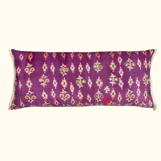 Vintage Banjara Embroidered Pillow - 16" x 36" - India - 318c