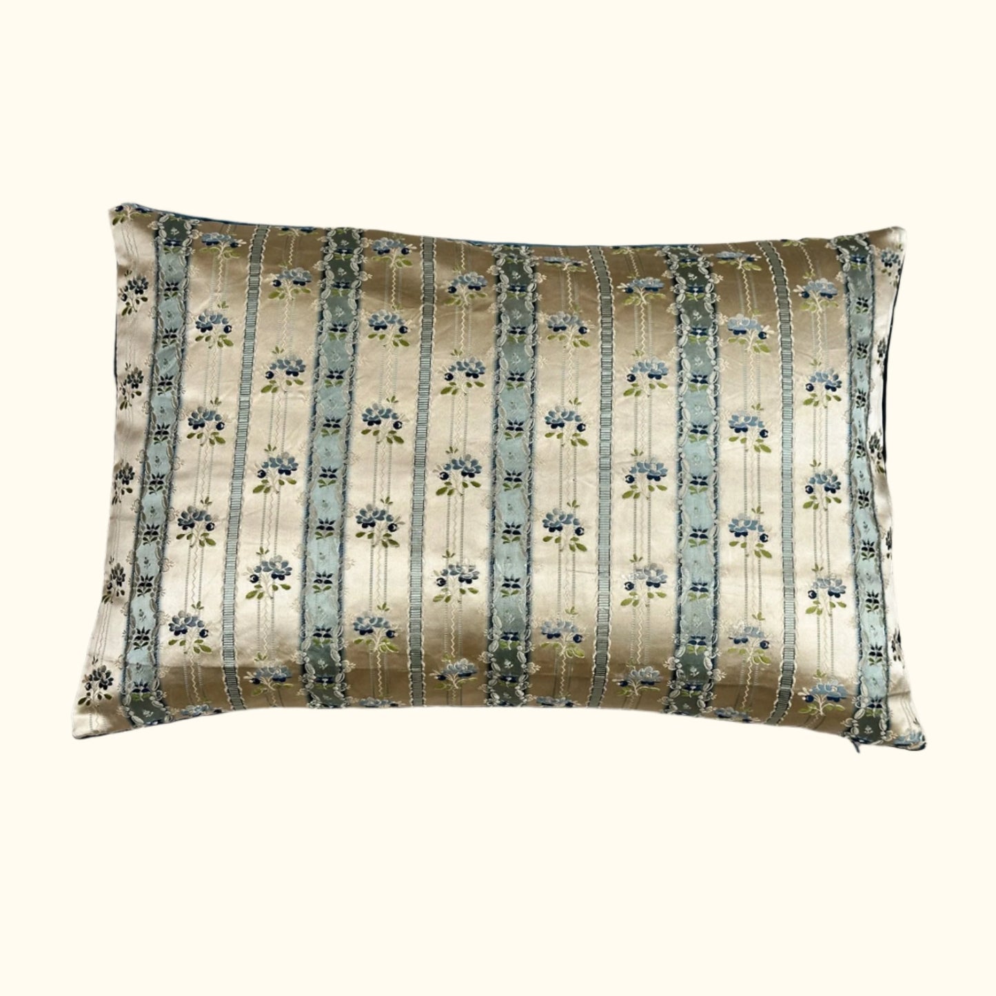 Antique Silk Brocade Pillow - 16" x 24" - France - 331b