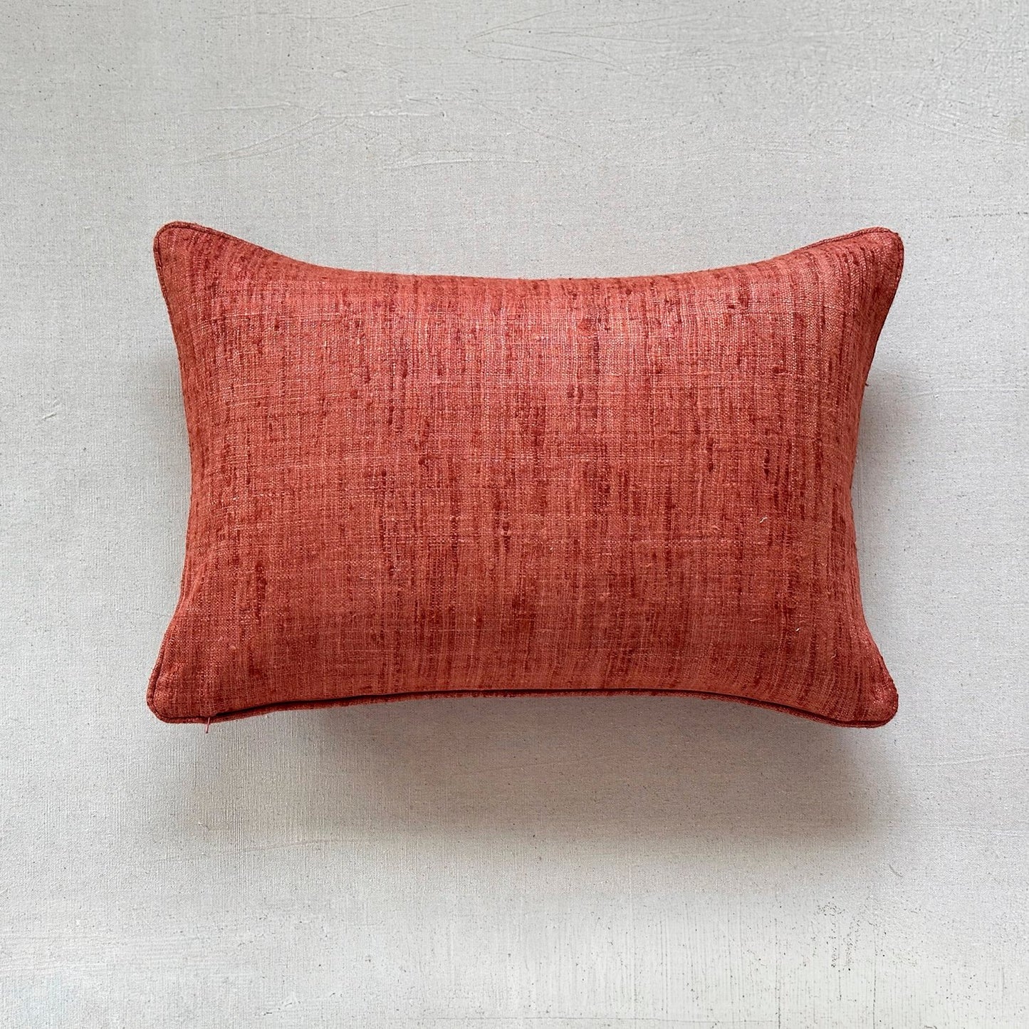 Rust Wild Silk with Piping Pillow - 16" x 24" - India