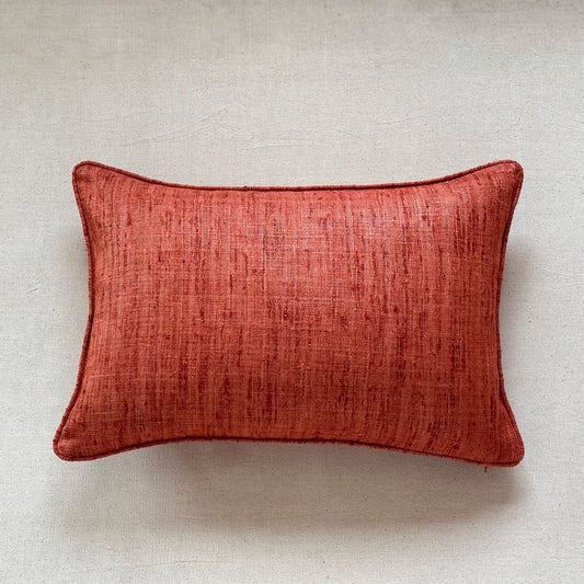 Rust Wild Silk with Piping Pillow - 16" x 24" - India