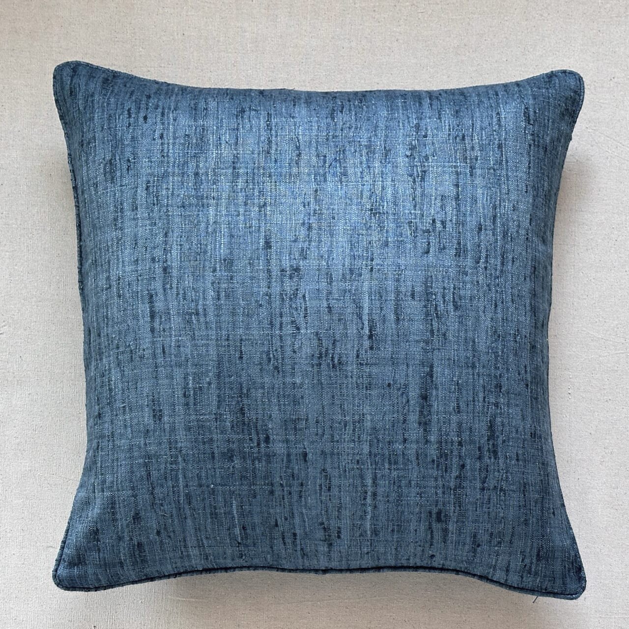 Seablue Wild Silk with Piping Pillow - 24" x 24" - India