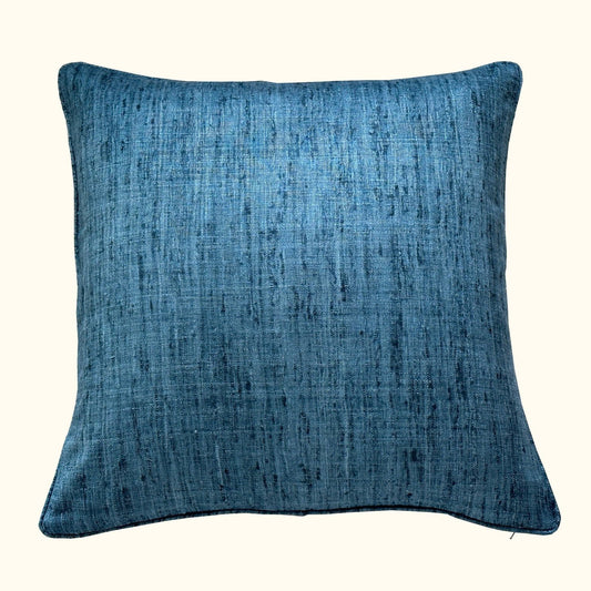 Seablue Wild Silk with Piping Pillow - 24" x 24" - India