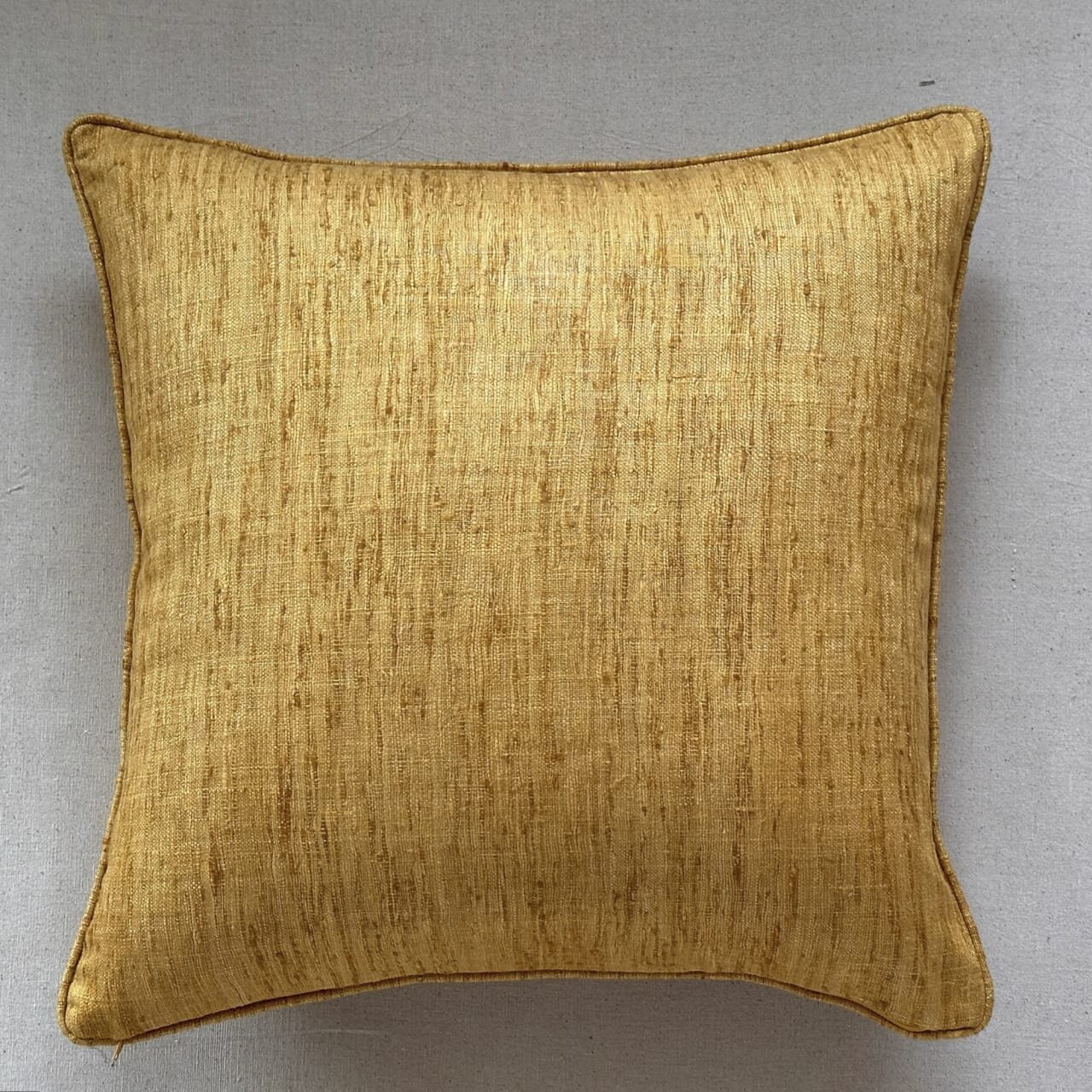 Yellow Wild Silk with Piping Pillow - 24" x 24" - India