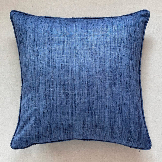 Sapphire Wild Silk with Piping Pillow - 24" x 24" - India