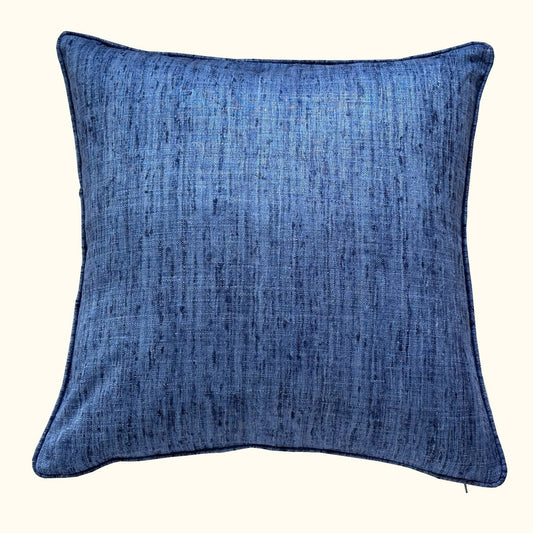 Sapphire Wild Silk with Piping Pillow - 24" x 24" - India