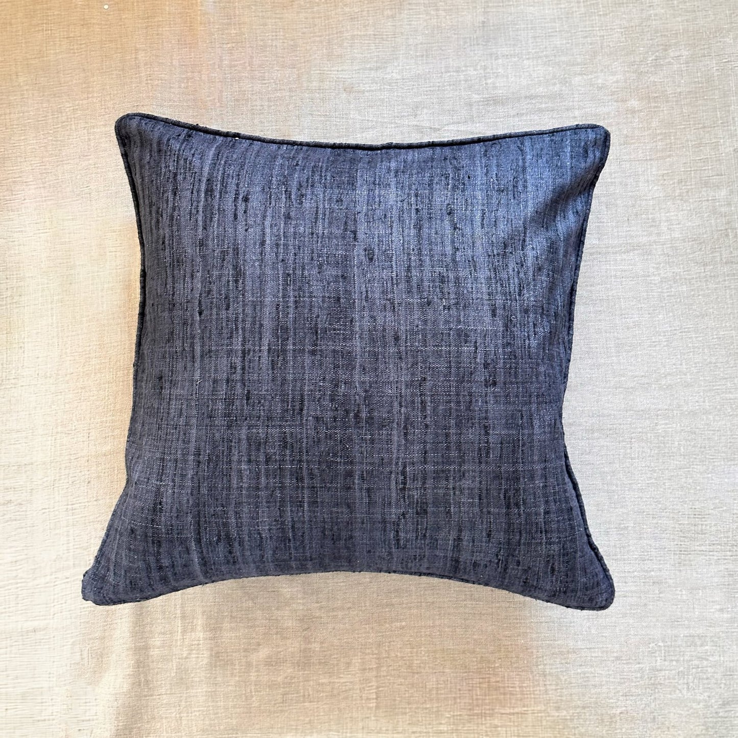 Indigo Wild Silk with Piping Pillow - 24" x 24" - India