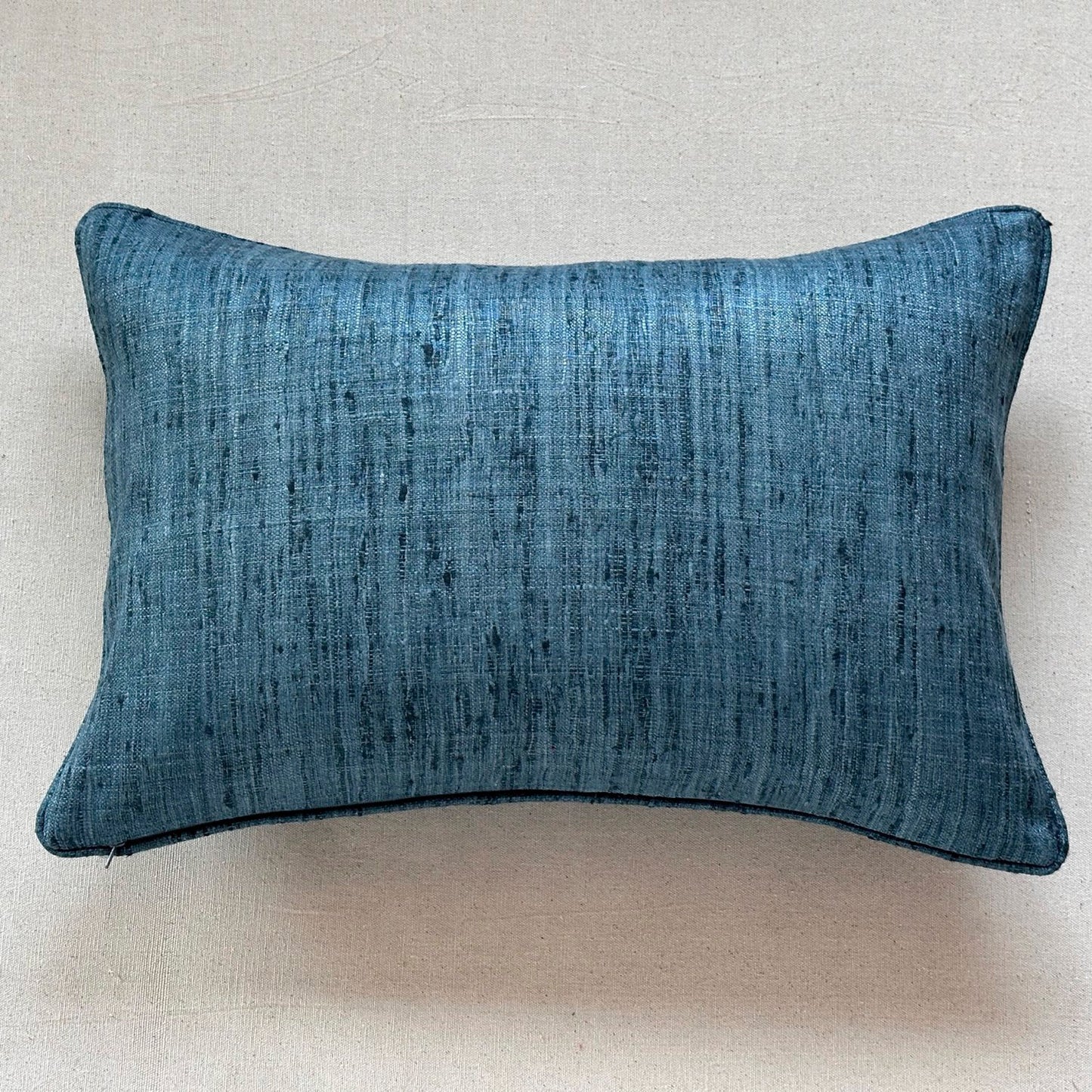 Seablue Wild Silk with Piping Pillow - 16" x 24" - India