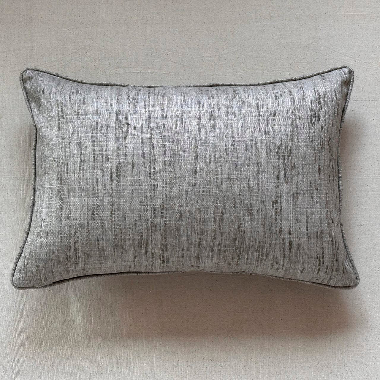 Gray Wild Silk with Piping Pillow - 16" x 24" - India