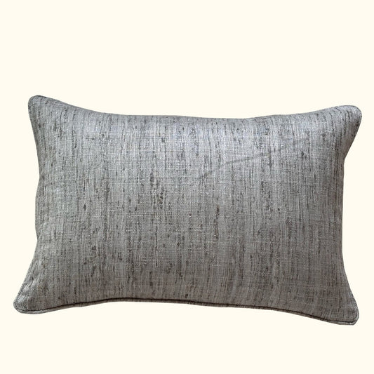 Gray Wild Silk with Piping Pillow - 16" x 24" - India