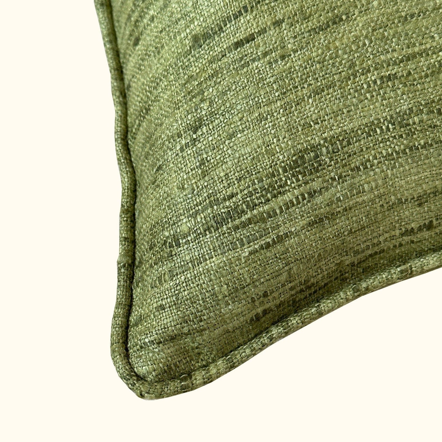 Green Wild Silk with Piping Pillow - 16" x 24" - India