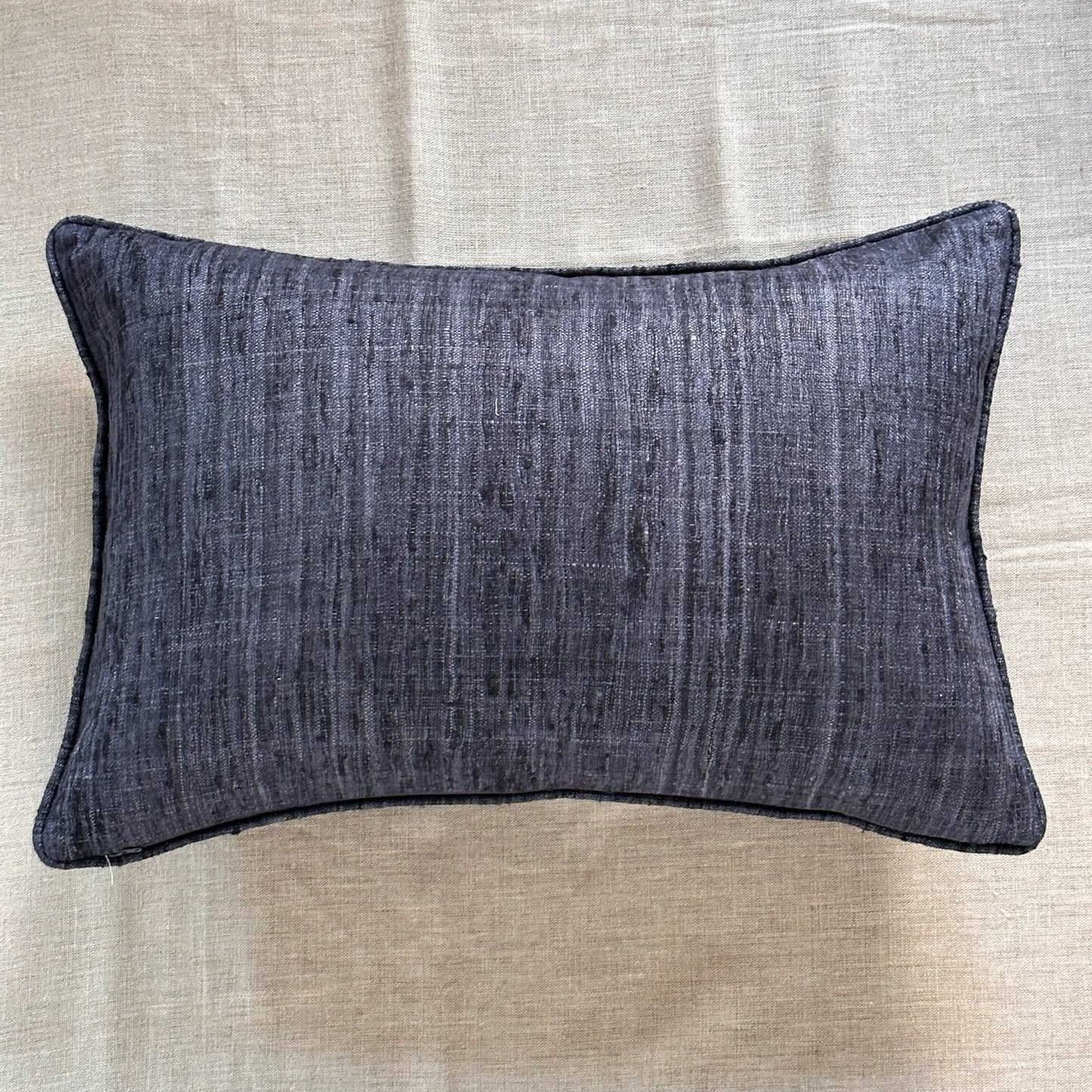 Indigo Wild Silk with Piping Pillow - 16" x 24" - India