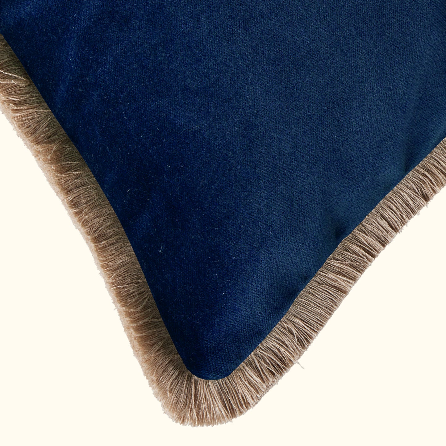 Sapphire Cotton Velvet with Fringe Pillow - 24" x 24" - USA