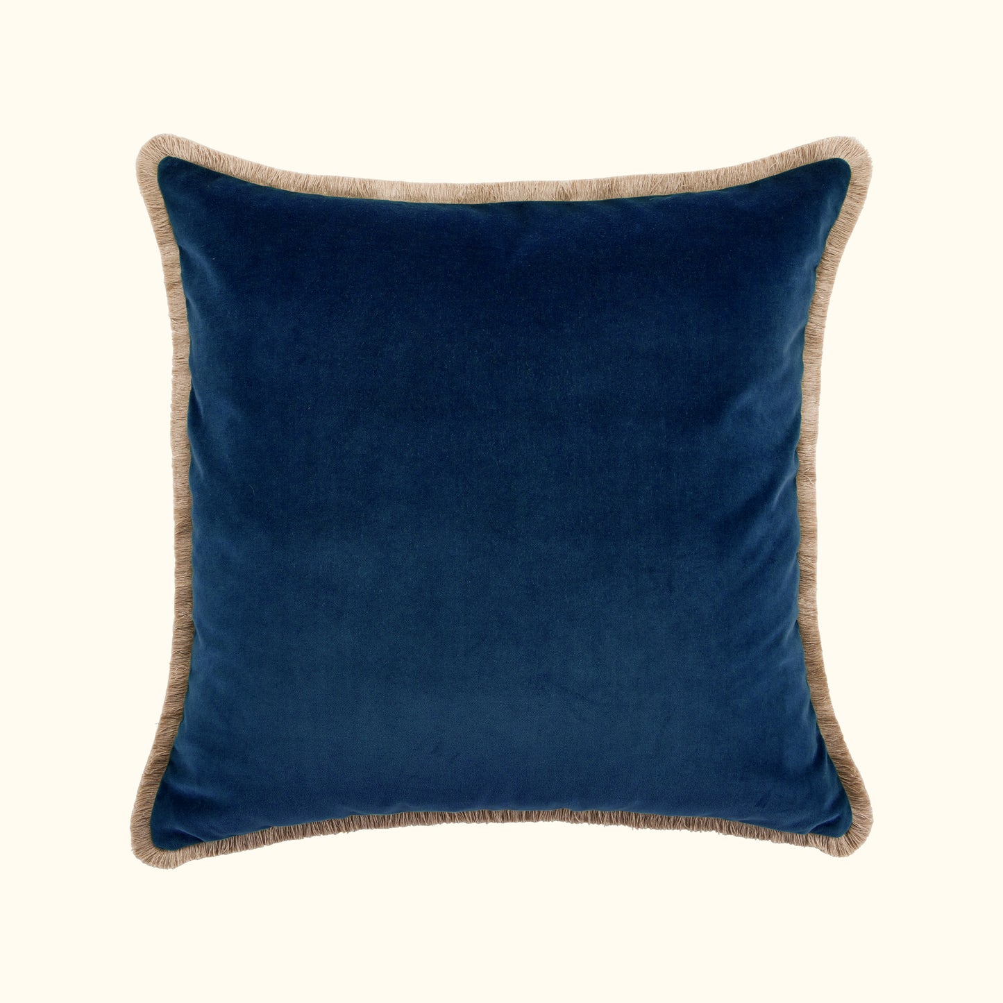 Sapphire Cotton Velvet with Fringe Pillow - 24" x 24" - USA