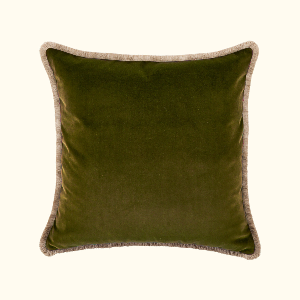 NEW Forest Cotton Velvet with Fringe Pillow - 24" x 24" - USA
