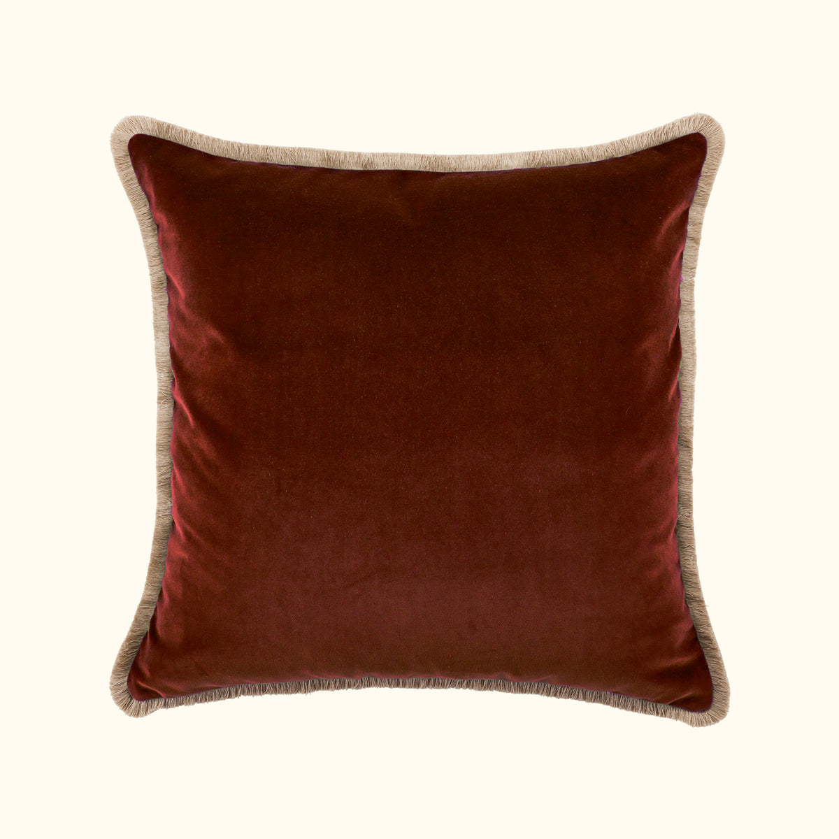 NEW Paprika Cotton Velvet with Fringe Pillow - 24" x 24" - USA