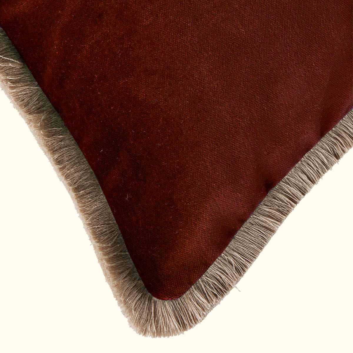 NEW Paprika Cotton Velvet with Fringe Pillow - 24" x 24" - USA