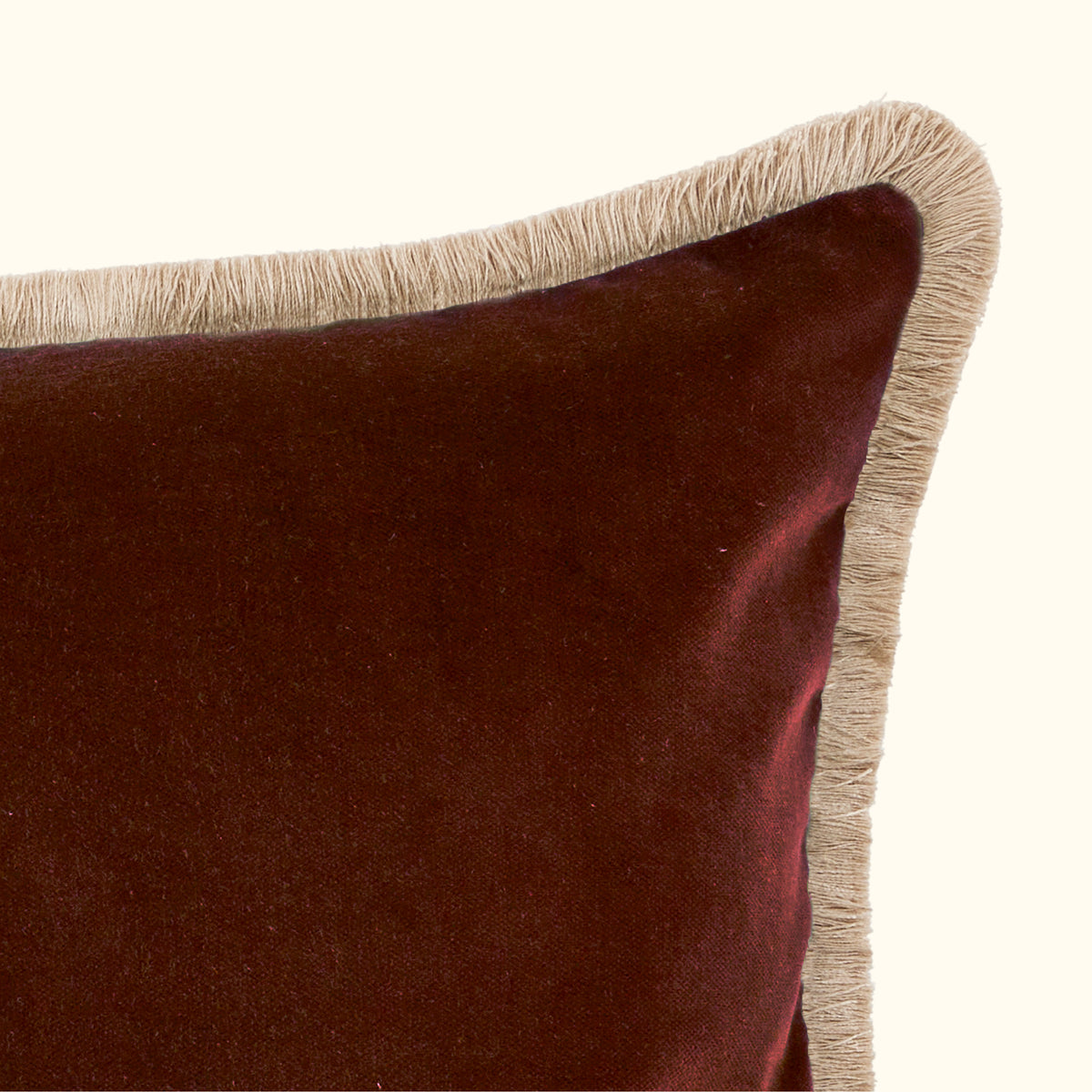 NEW Paprika Cotton Velvet with Fringe Pillow - 24" x 24" - USA