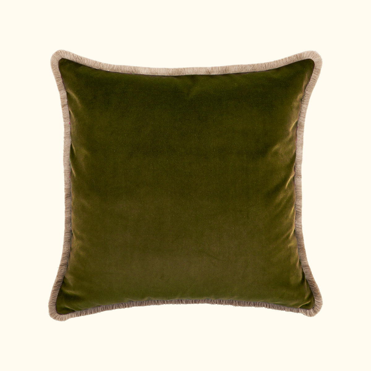 NEW Forest Cotton Velvet with Fringe Pillow - 24" x 24" - USA