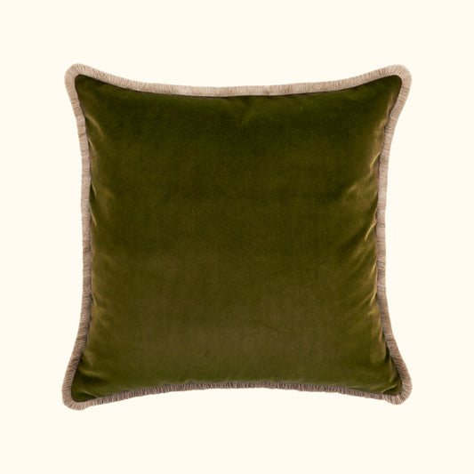 NEW Forest Cotton Velvet with Fringe Pillow - 24" x 24" - USA