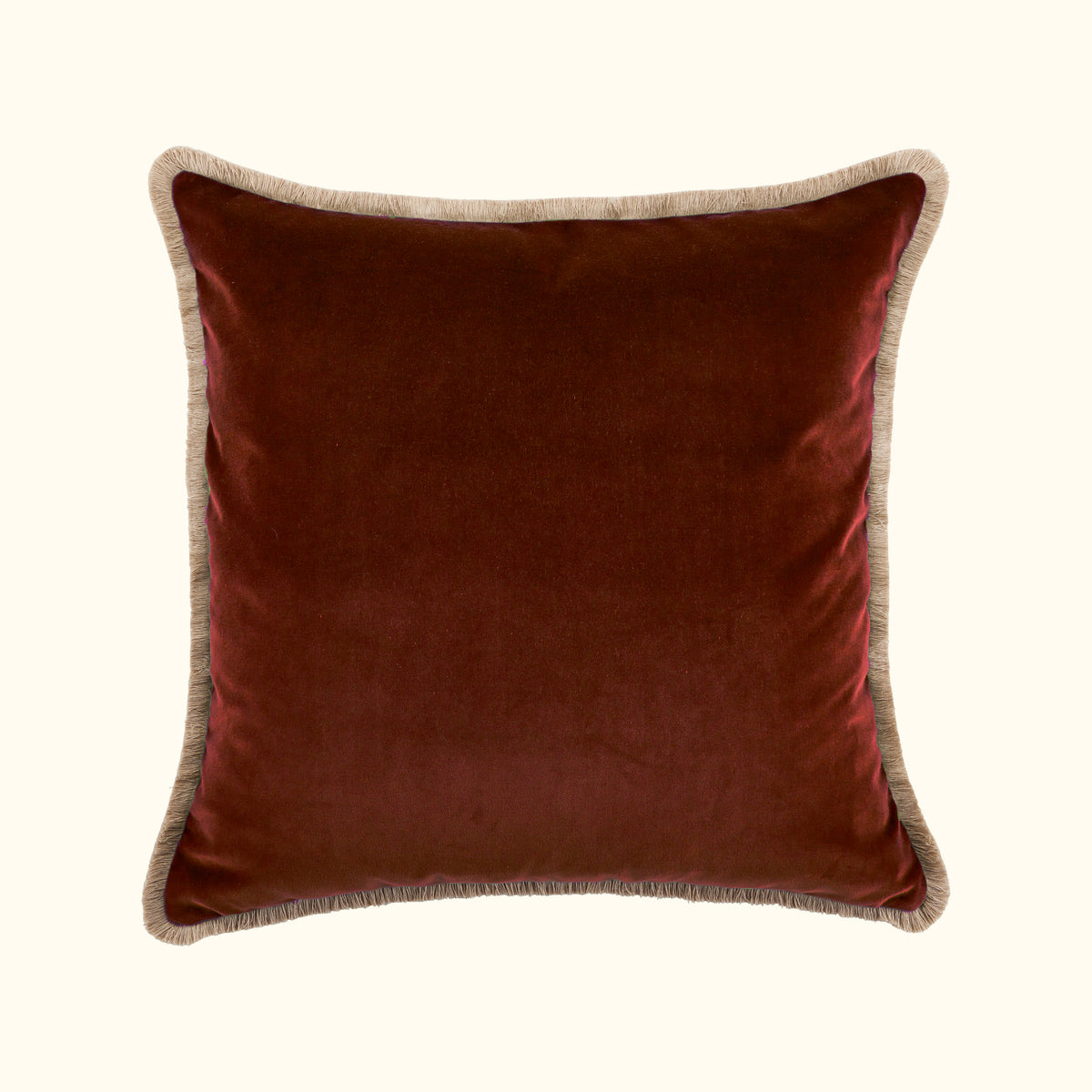 NEW Paprika Cotton Velvet with Fringe Pillow - 24" x 24" - USA