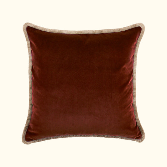 NEW Paprika Cotton Velvet with Fringe Pillow - 24" x 24" - USA