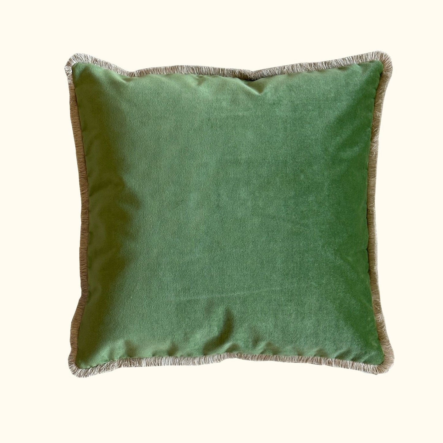 Leaf Cotton Velvet with Fringe Pillow - 24" x 24" - USA