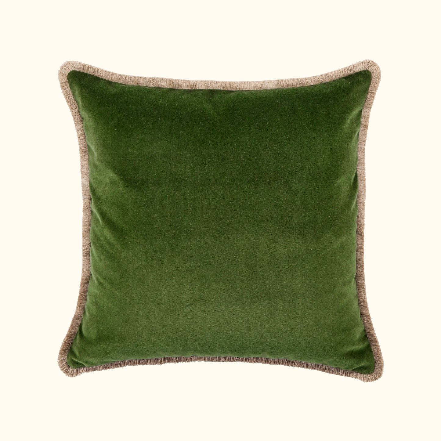 Leaf Cotton Velvet with Fringe Pillow - 24" x 24" - USA