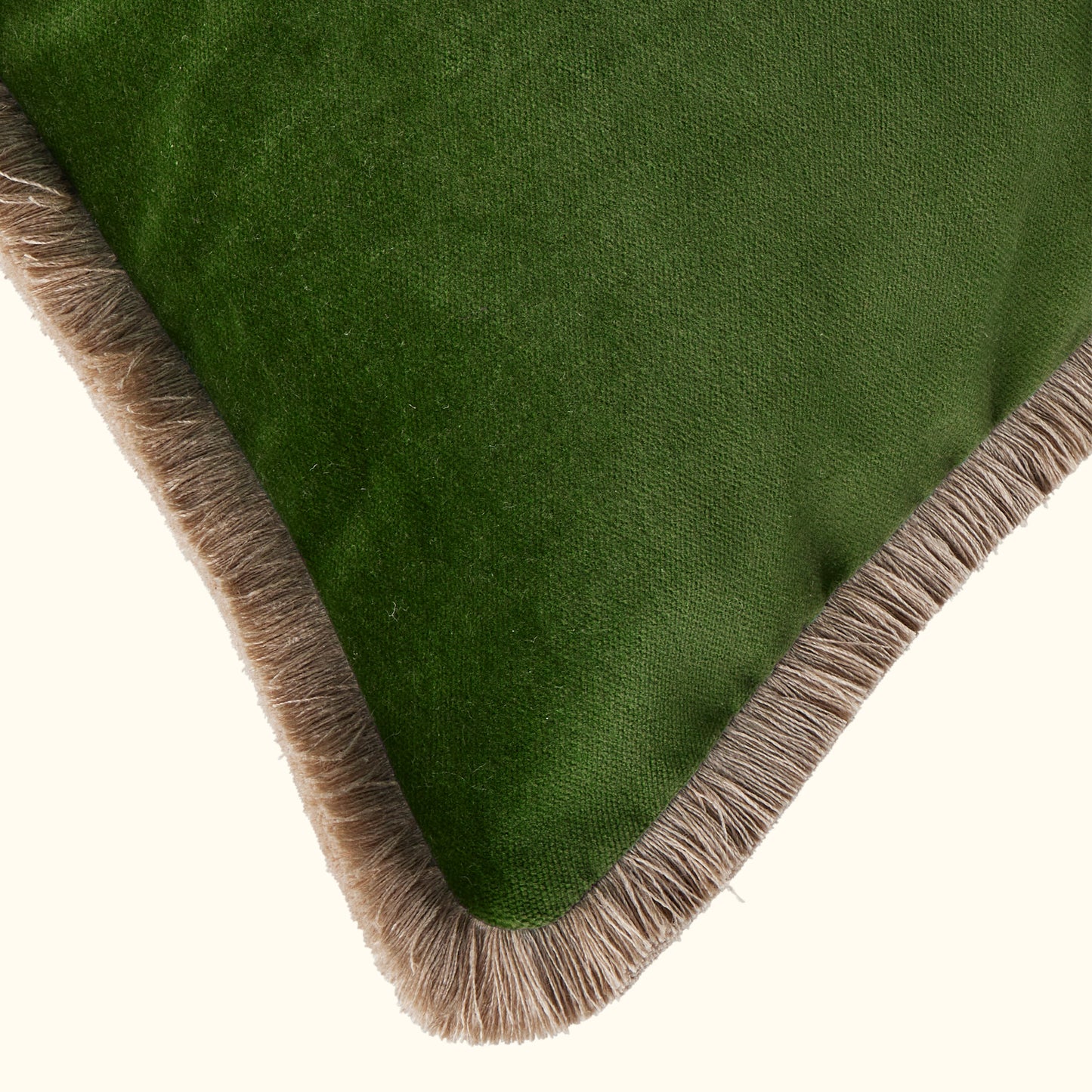 Leaf Cotton Velvet with Fringe Pillow - 24" x 24" - USA