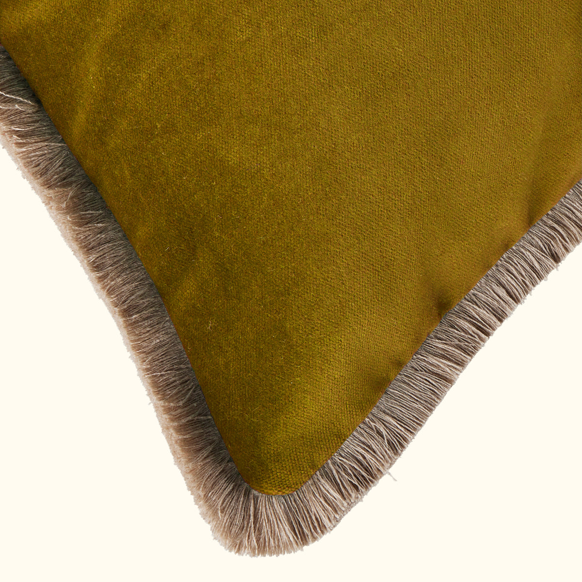 NEW Brass Cotton Velvet with Fringe Pillow - 24" x 24" - USA