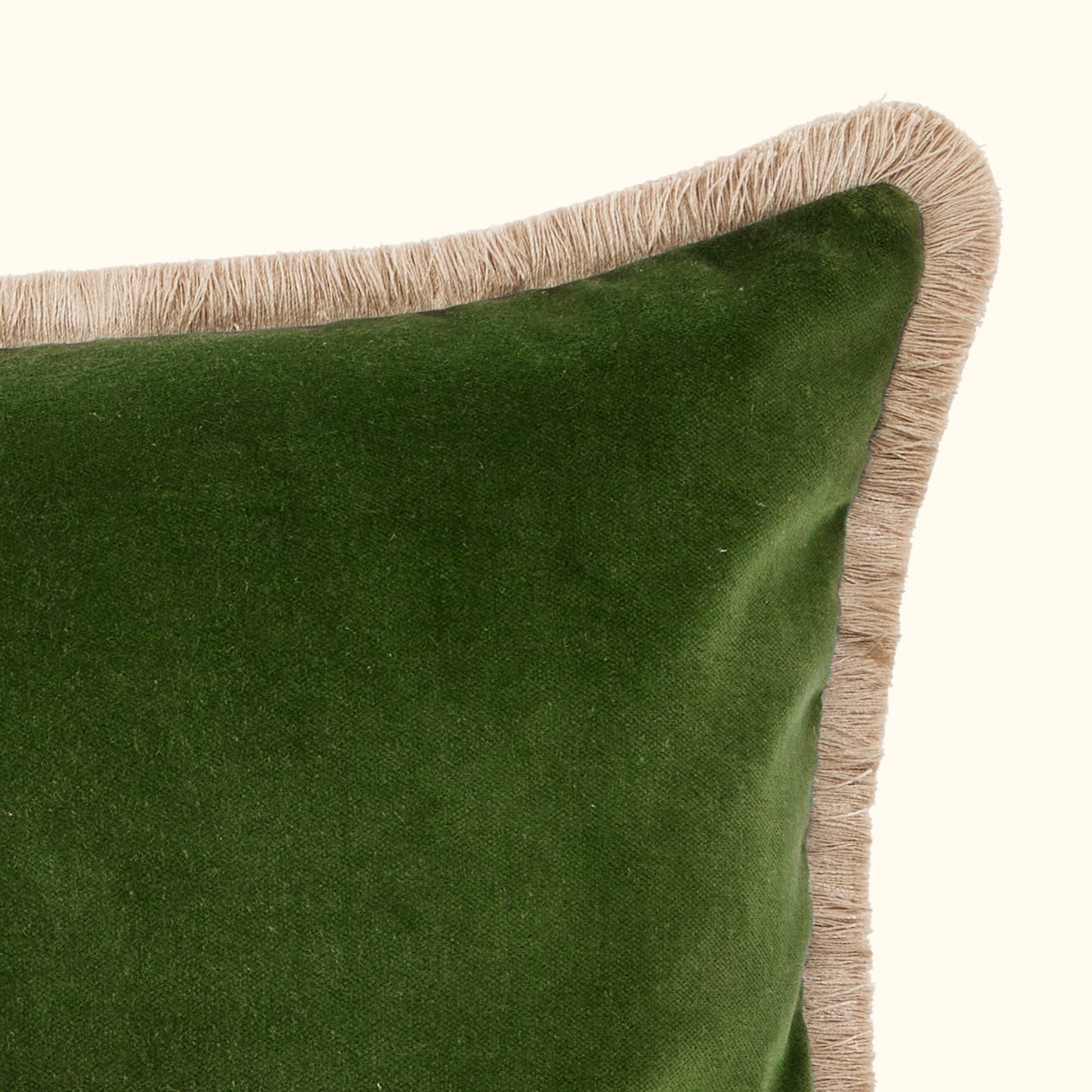 Leaf Cotton Velvet with Fringe Pillow - 24" x 24" - USA