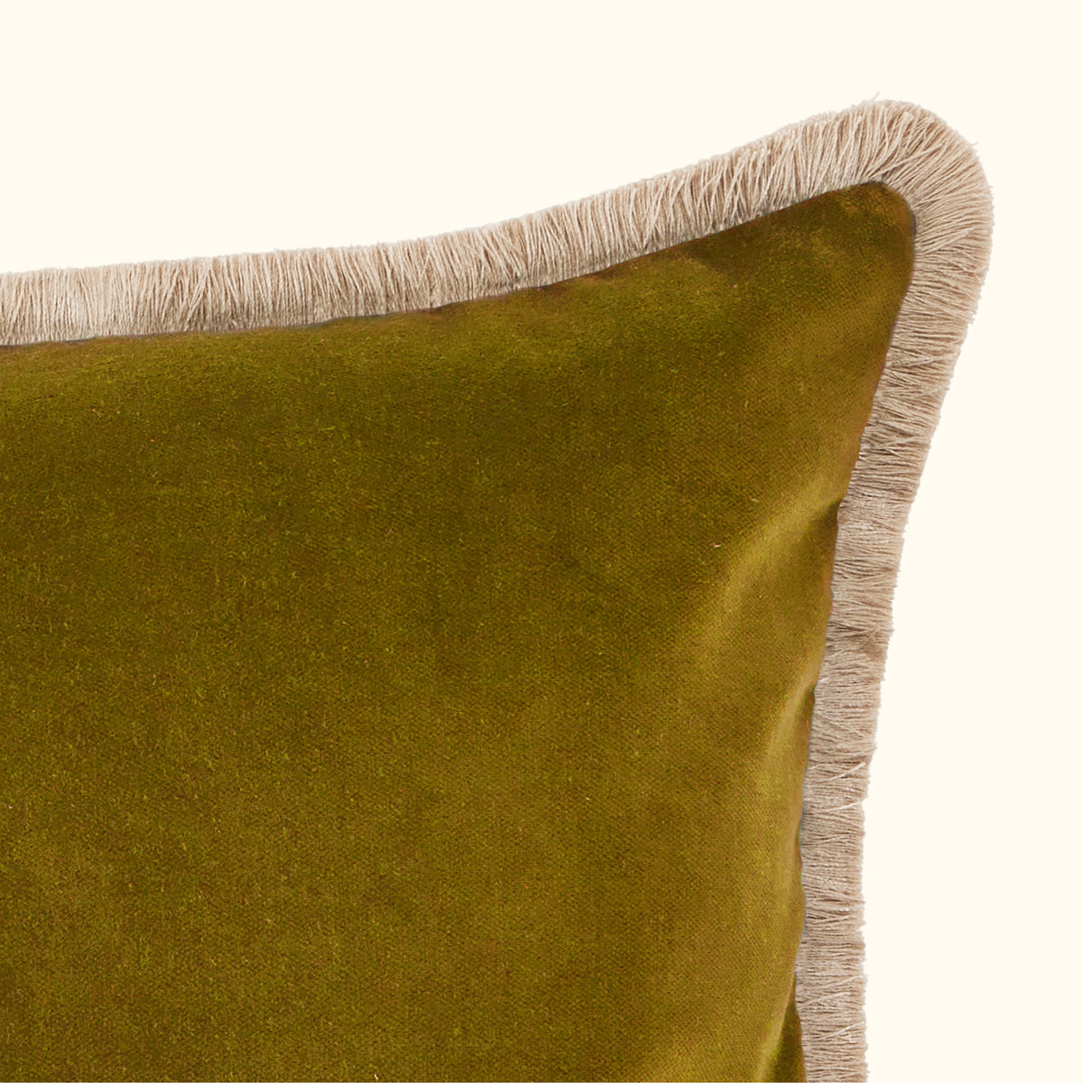NEW Brass Cotton Velvet with Fringe Pillow - 24" x 24" - USA