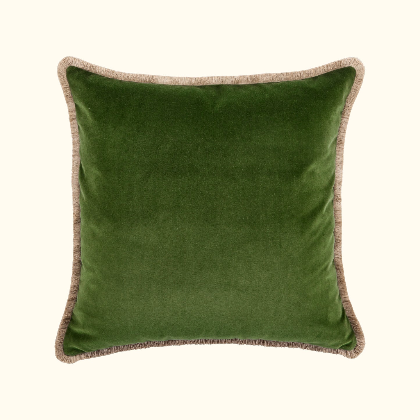 Leaf Cotton Velvet with Fringe Pillow - 24" x 24" - USA